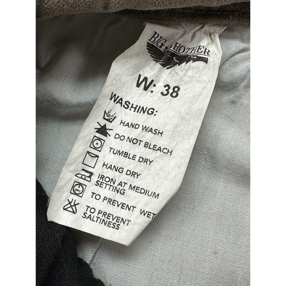 Big Brother Streetwear Beige Navy Trim Y2K Skater Stretch‎ Shorts Size 38 - Picture 6 of 11